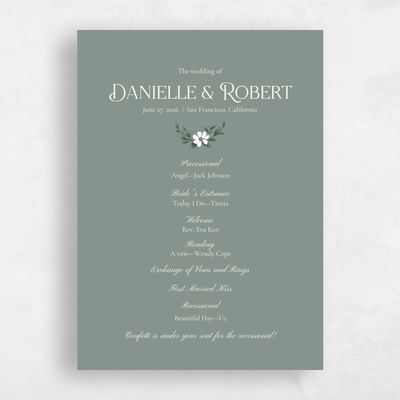 Deep Sage, Green Wedding Program - Melcher
