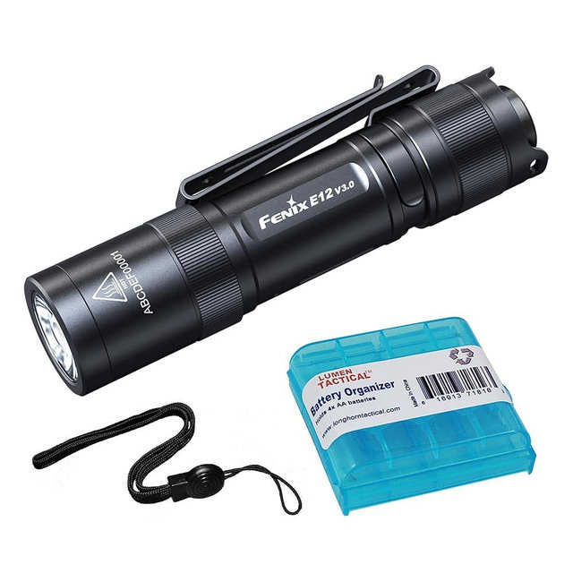Fenix E12 V3.0 EDC Flashlight Penlight, 200 Lumen 1xAA Battery Designed for Everyday Carry with Lumentac Battery Organizer
