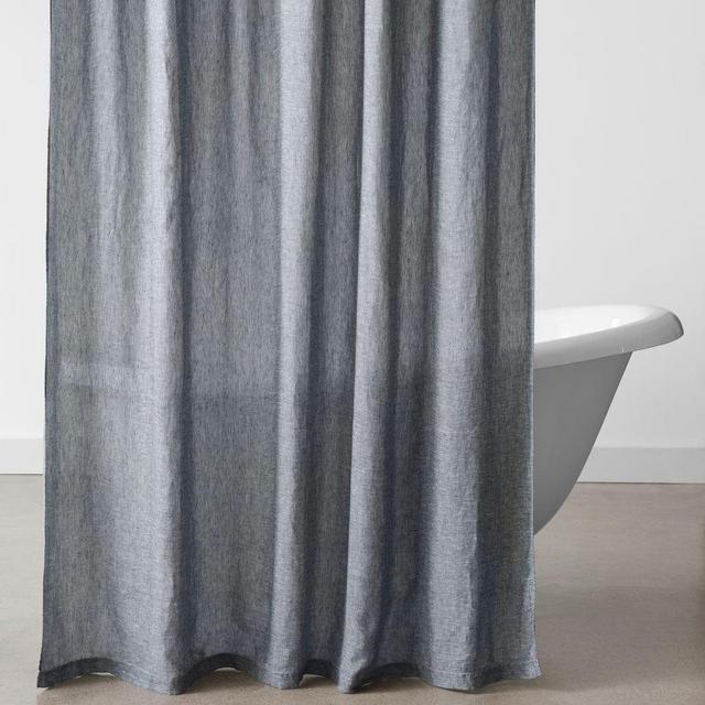 Stonewashed Linen Shower Curtain (Sand stripe)