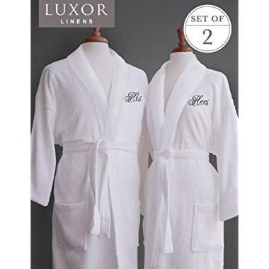 Luxor Linens - Terry Cloth Bathrobes - 100% Egyptian Cotton His & Her Bathrobe Set - Luxurious, Soft, Plush Durable Set of Robes