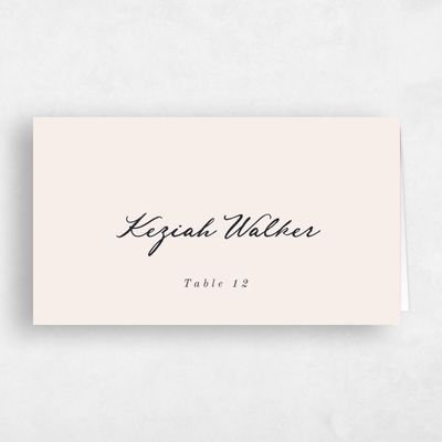 Ebony, Beige Wedding Place Card - Elspeth