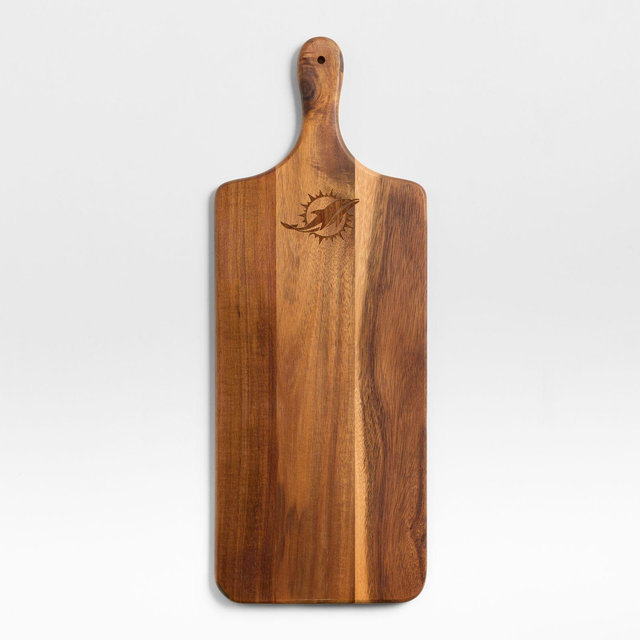 NFL Miami Dolphins Tondo Acacia Paddle Serving Board