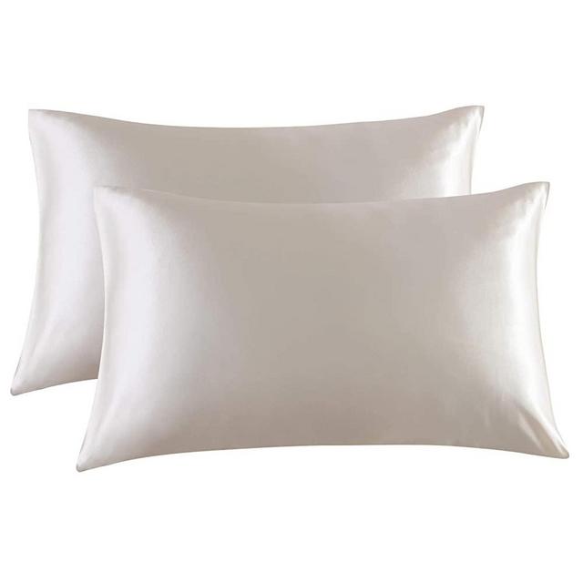 Bedsure Satin Pillowcase for Hair and Skin, 2-Pack - King Size (20x40 inches) Pillow Cases - Satin Pillow Covers with Envelope Closure, Beige