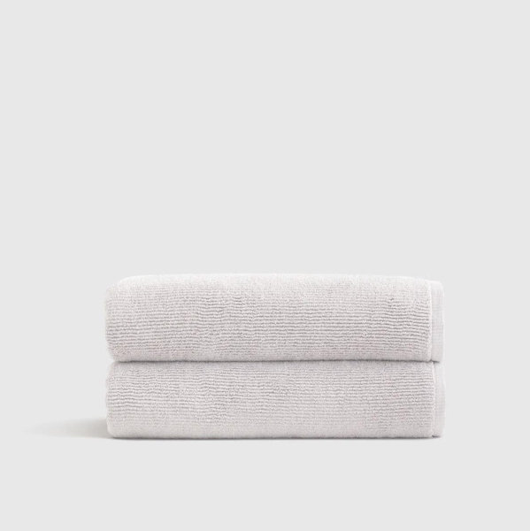Turkish Ribbed Quick Dry Bath Towel (Set of 2) - Silver
