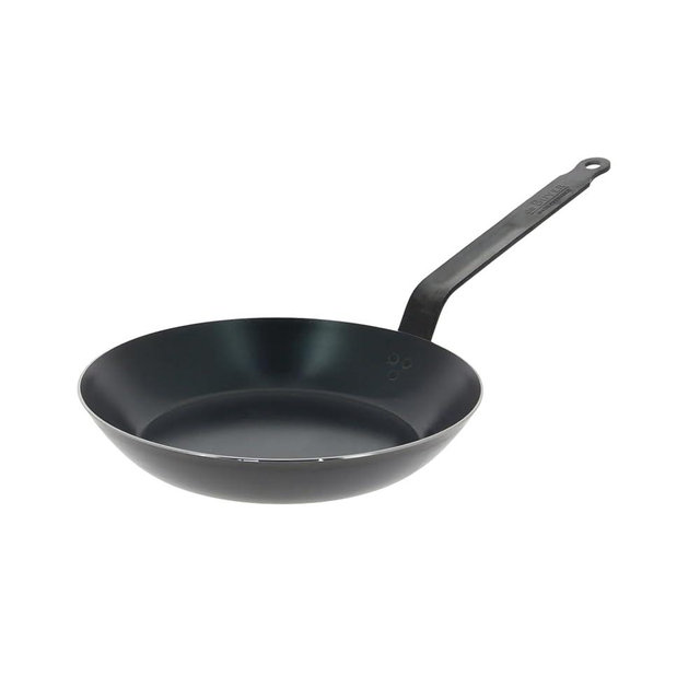 De Buyer - Blue Carbon Steel Fry Pan 2mm Thick - 9.5” Diameter, 6.9” Cooking Surface - Oven Safe - PFAS, PFOA & PFOS Free - Made in France