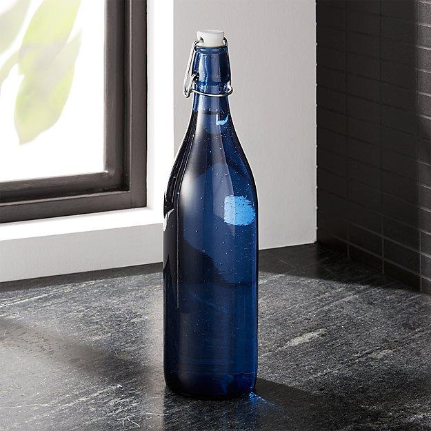 Deep Blue Airtight 1-Liter Glass Bottle