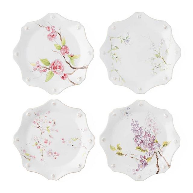 JuliskaBerry & Thread Floral Sketch Dessert Plates, Set of 4