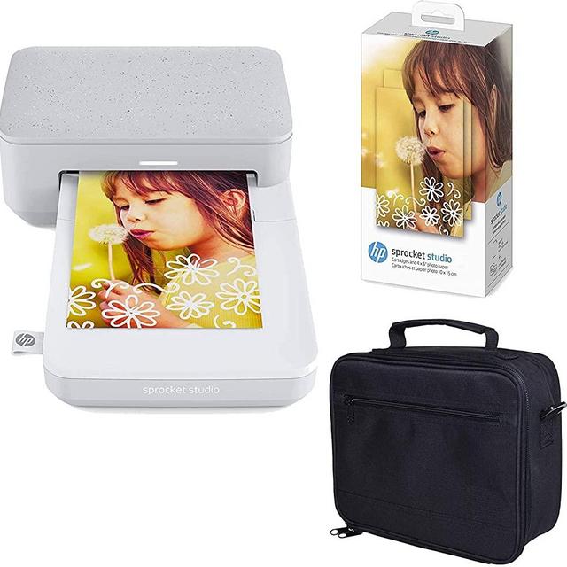 HP Sprocket Studio 4x6” Instant Photo Printer - Bundle: Photo Paper and case.