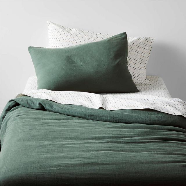 Supersoft Pine Green Organic Cotton Gauze Kids Full/Queen Duvet Cover