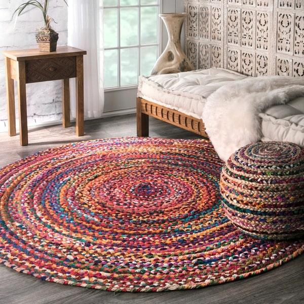 nuLOOM Casual Handmade Braided Cotton Multi Round Rug (8' Round)