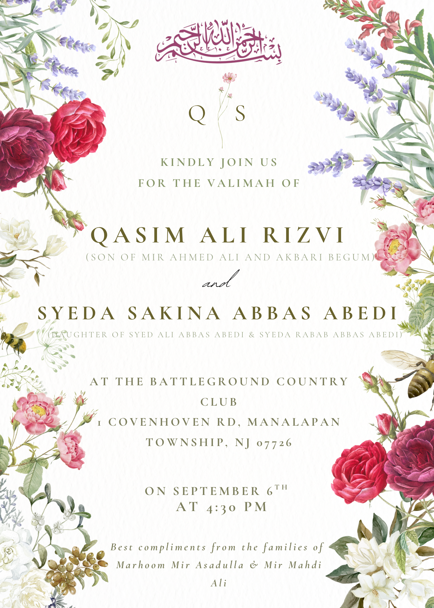 The Wedding Website of Qasim Ali Rizvi and Sakina Abbas Abedi