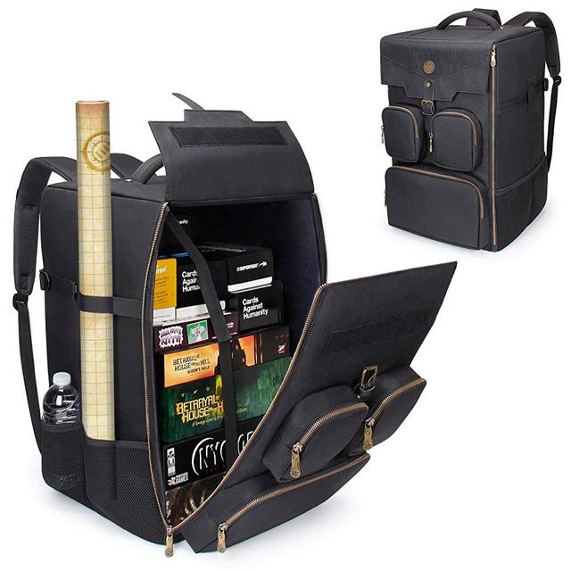 ENHANCE Board Game Backpack - Reinforced Board Game Storage with Padded Shoulder Straps, Carrying Handle and Accessory Pockets for Dice, Card Games and More - Fits Board Games