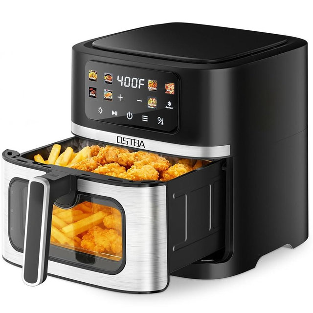 OSTBA 8.5QT Large Air Fryer with Visible Window, 1700W Single Basket Air Fryer, Clear View Nonstick Basket, Digital Touchscreen, 8 Presets, Auto Shutoff, Dishwasher Safe