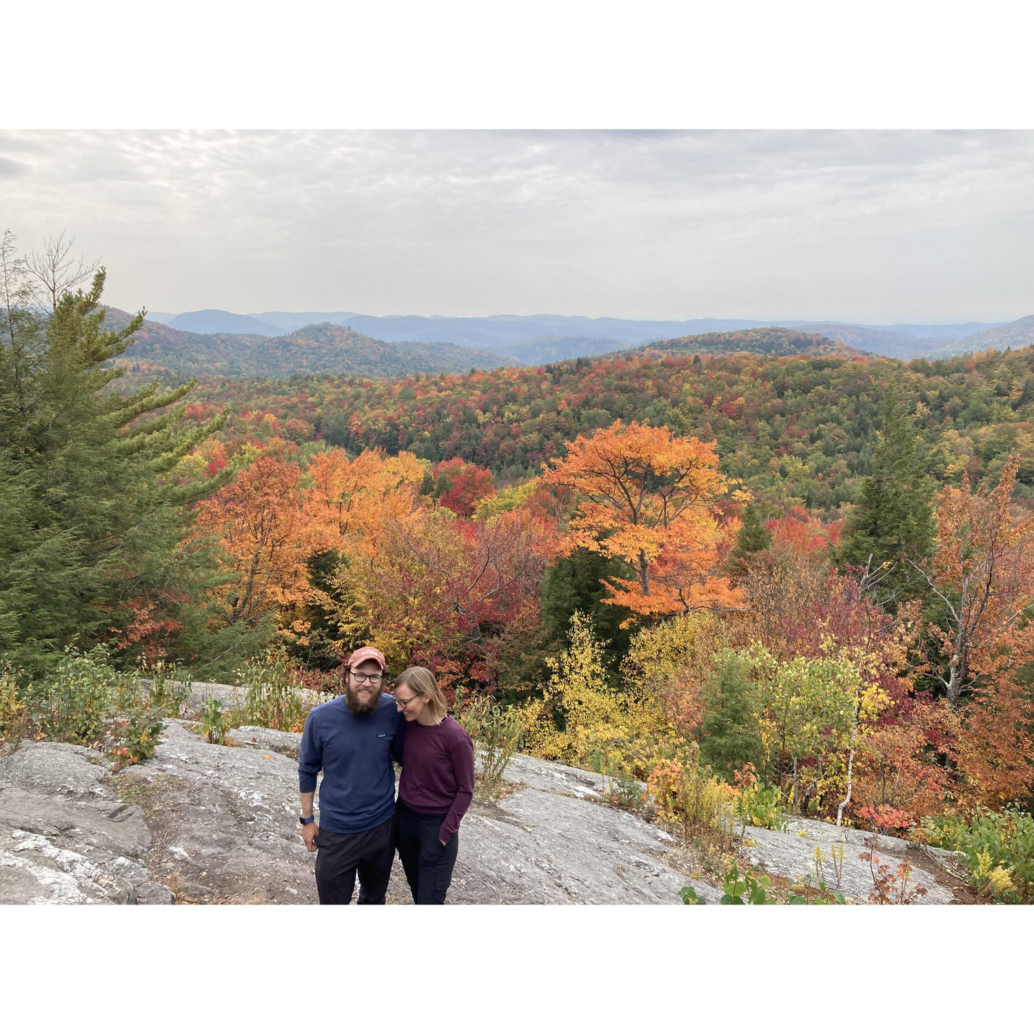 Hiking in Vermont, our first (road) trip together in September 2020