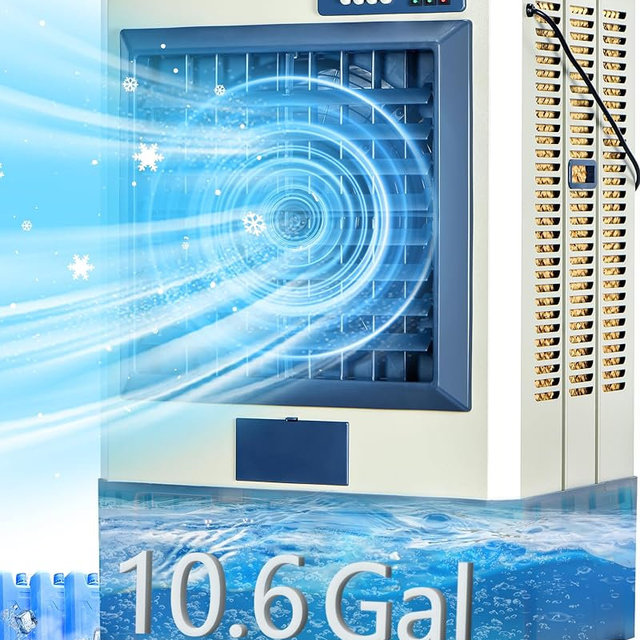 Uthfy 41" Swamp Cooler, 4800 CFM Evaporative Air Cooler with 10.6 Gallon Water Tank, Portable Outdoor Air Conditioner with 3 Ice Pack, 110° Oscillation, 3 Speed for Garage, Yard, Midnight Blue