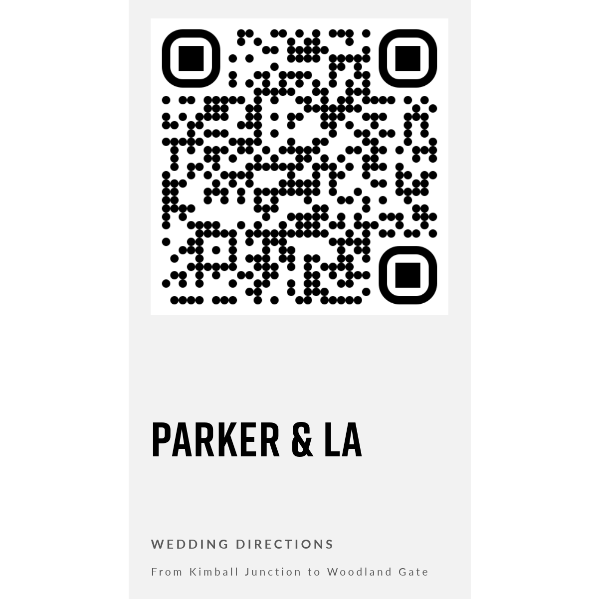 Scan the QR for directions from Kimball Junction (Park City) to Woodland Entry Gate.