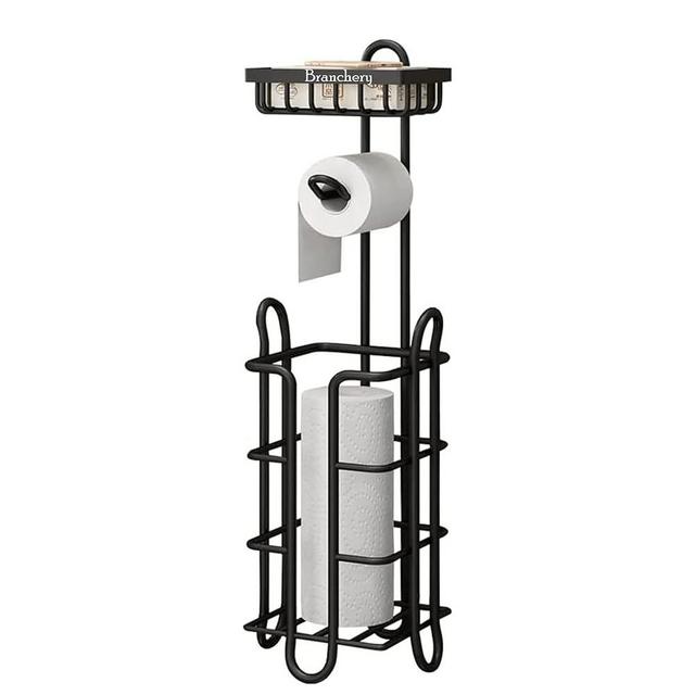 Branchery Freestanding Toilet Paper Holder with Phone | Soap Storage, Keep 3 to 5 Rolls of Toilet Paper Roll Holder, Space Saving Design with Premium Material, Bathroom Toilet Paper Holder