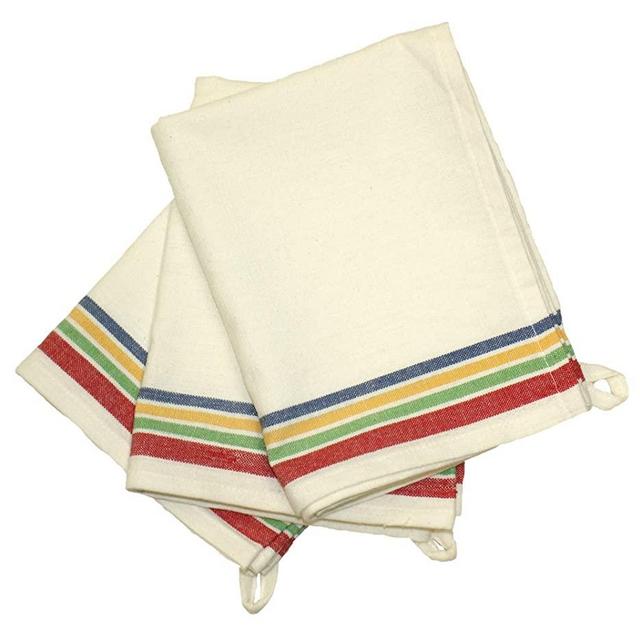 Aunt Martha's 18-Inch by 28-Inch Package of 3 Vintage Dish Towels, Multi Striped, MultiStripe