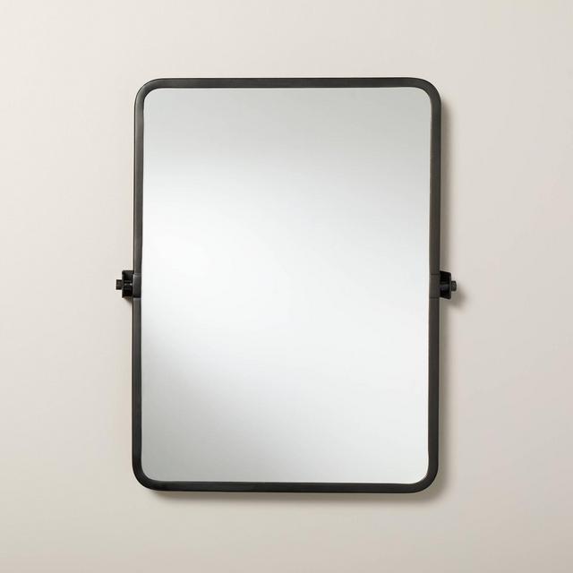 22"x30" Rectangular Bathroom Vanity Pivot Mirror Matte Black - Hearth & Hand™ with Magnolia