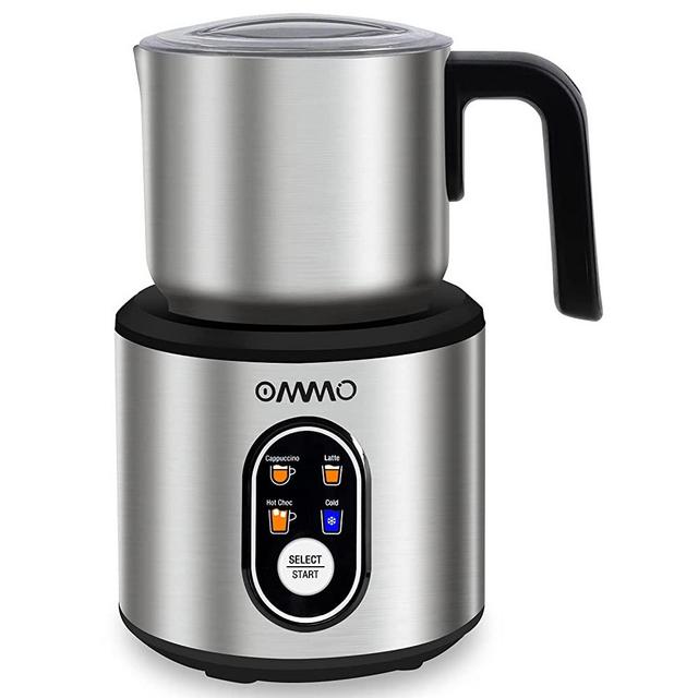 Milk Frother and Steamer, OMMO Electric Milk Frother for Coffee, Detachable Stainless Steel Milk Steamer, Hot & Cold Milk Frother Warmer for Latte, Cappuccino, Hot Chocolate, Warm Milk, 120V