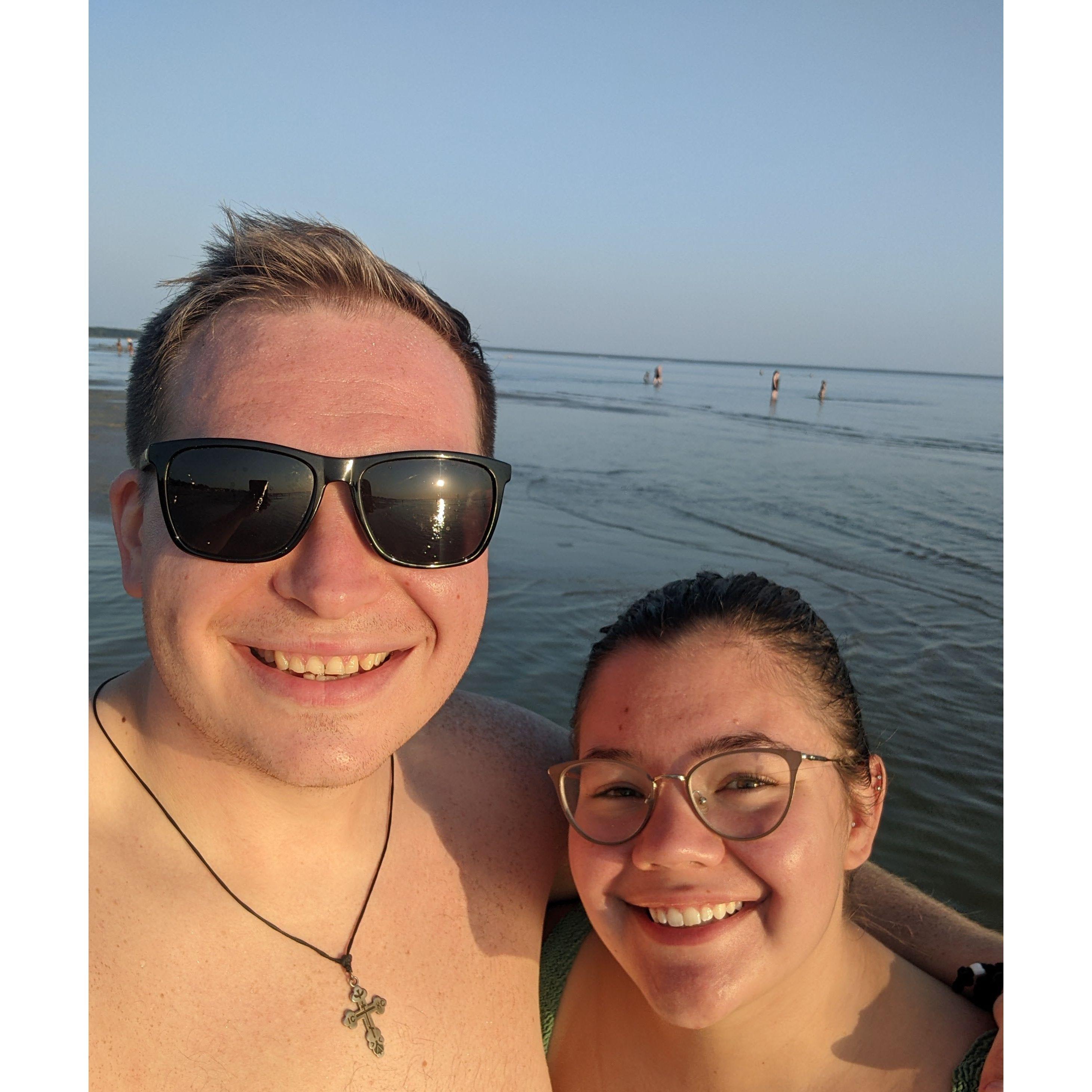 Swimming in the Baltic Sea in Lithuania during our big trip to Europe