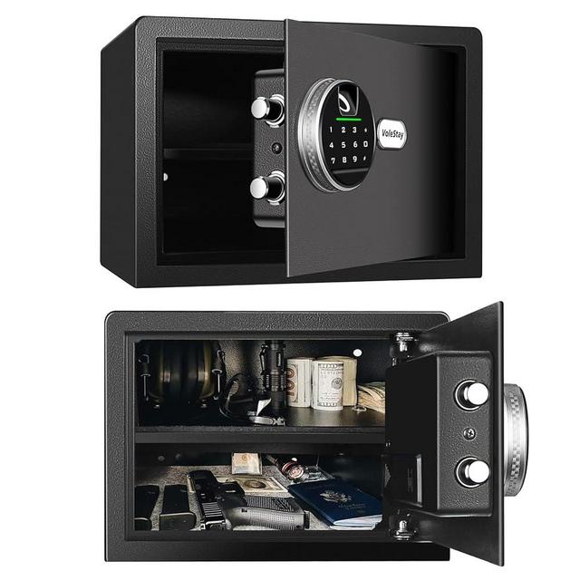 Biometric Home Safe, Fingerprint Gun Safe Lock Box,Money Box for Jewelry Handgun Cash Valuables,Perfect for Home/Office/Hotel, Black, 0.8 Cubic Feet