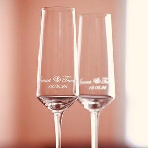 Silver Engraved Wedding Flutes