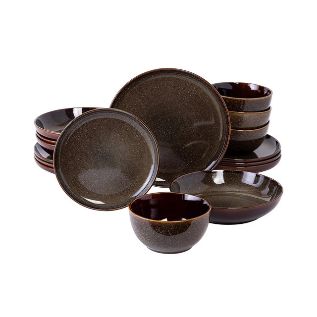 Gibson Elite Edwina 16 Piece Double Bowl Dinnerware Set, Service for 4