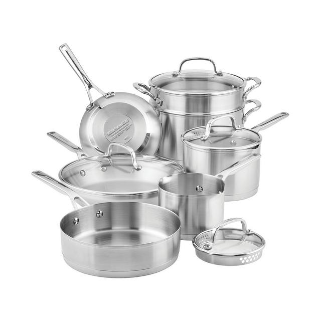 KitchenAid Brushed Stainless Steel 11-Pc. Cookware Set