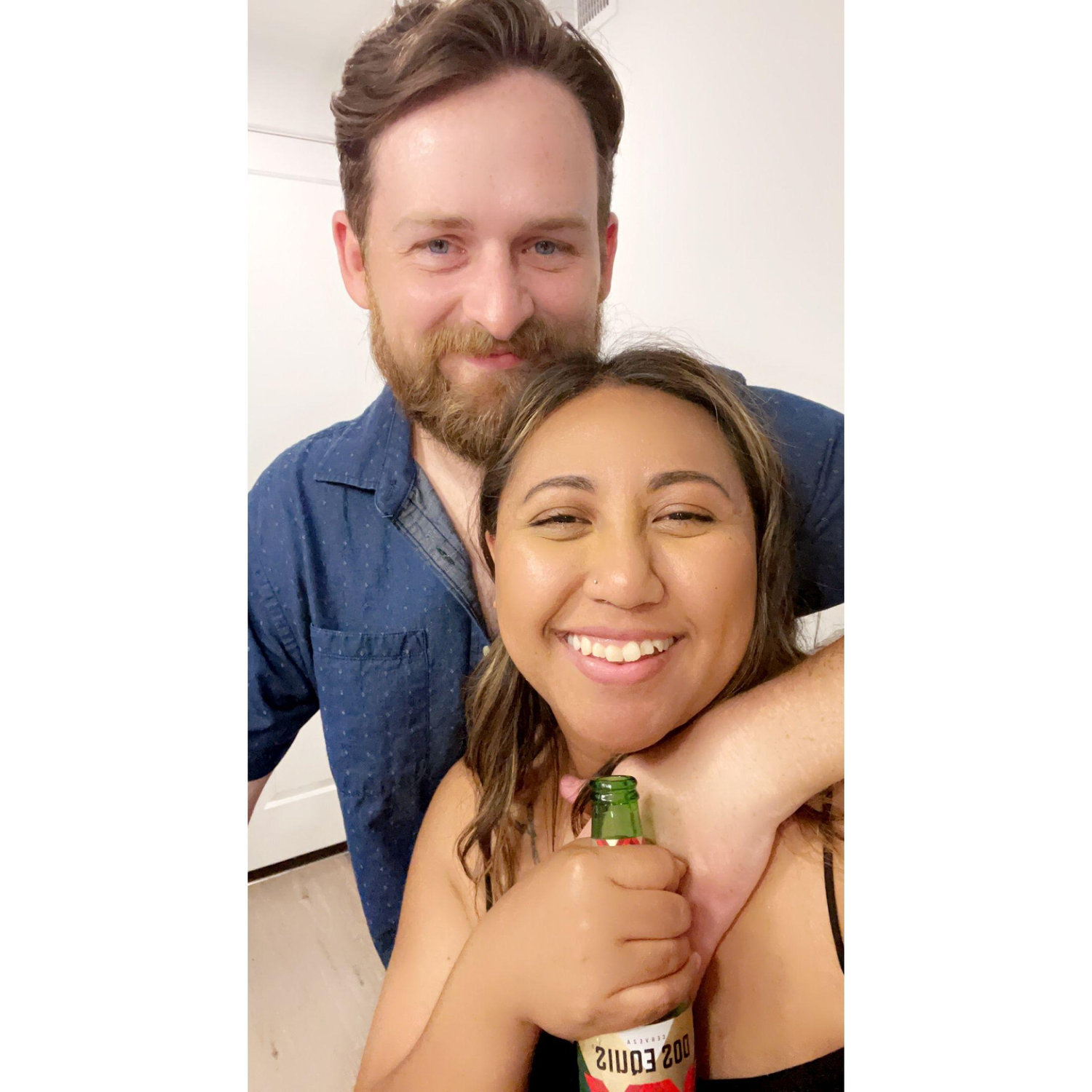 Fun fact: our second date was a house party and this was our first selfie.