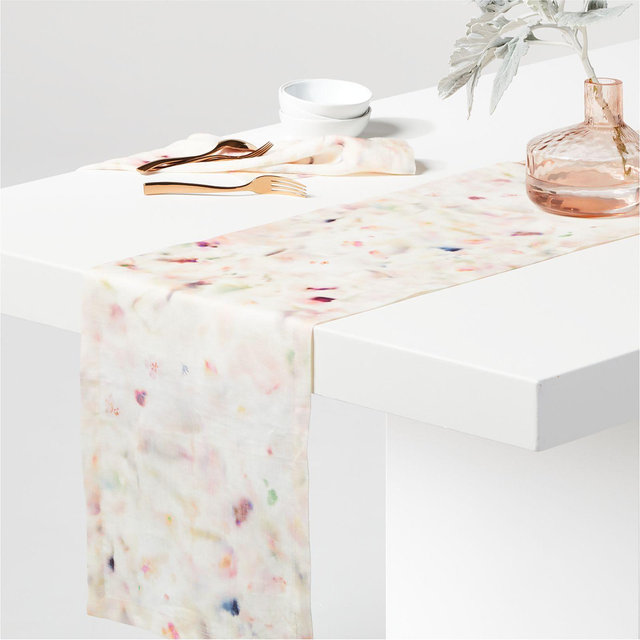 Mena 90" Watercolor Linen Table Runner