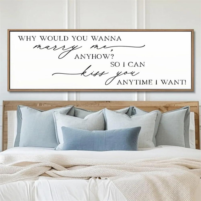 NATVVA Why Would You Wanna Marry Me Sign Canvas Art Prints Painting Rustic Wedding Quote Picture Artwork Home Bedroom Farmhouse Decoration No Frame