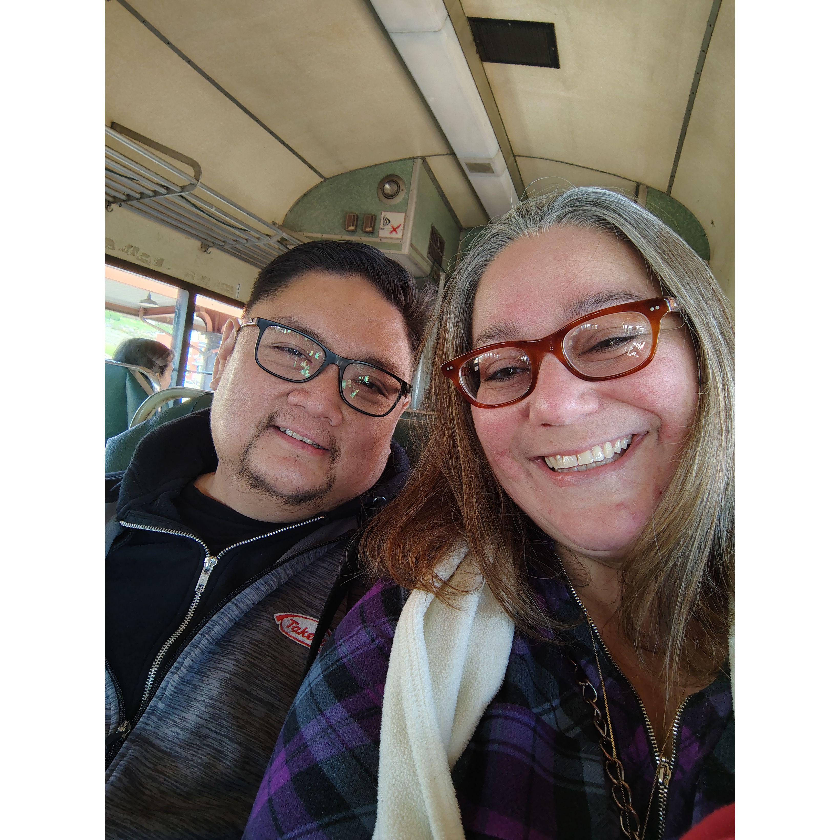 Our first open train ride for Brian to see the color-changing trees in real life for the first time!