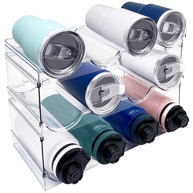 3 Pack Water Bottle Organizer, Stackable Kitchen Home Pantry Organization and Storage Rack, Plastic Water Bottle Holder for Fridge Kitchen Cabinet Organizer and Storage, Wine Tumbler Mug Cup Organizer