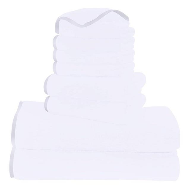 Cosy Family Microfiber 8-Piece Towel Set, 2 Bath Towels, 2 Hand Towels, and 4 Wash Cloths, Ultra Soft Highly Absorbent Towels for Bathroom, Gym, Hotel, Beach and Spa (White)