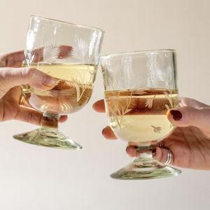 Etched Thistle Recycled Wine Glasses, Set of 4