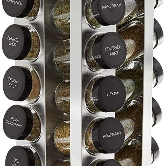 Kamenstein 20 Jar Brushed Heritage Spice Rack, Metallic Gray