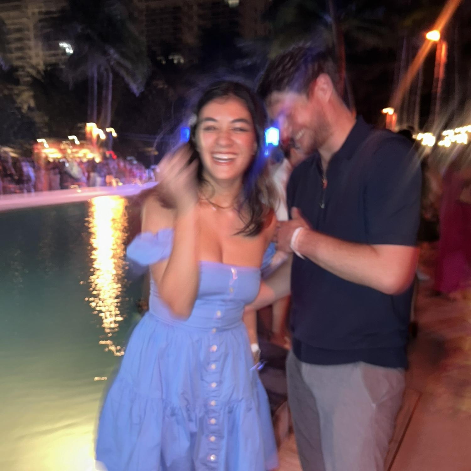 having too much fun at the sports illustrated swimsuit runway show in Miami Beach