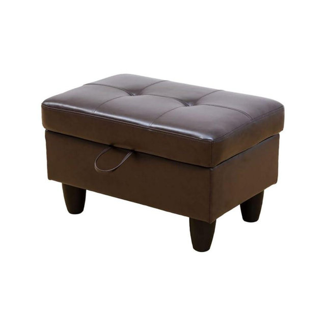 UOCFYK Ottoman Storage Ottoman Bench Faux Leather Footrest Footstool with Hinged Lid for Living Room, Bedroom, Entryway, Brown, 28.5"X19"X17.5"