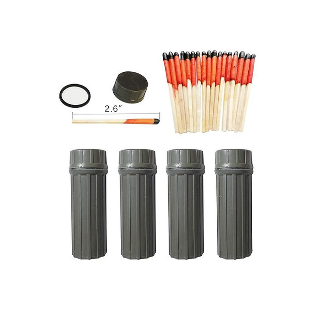 Emergency Fire Starter | Windproof & Waterproof Storm Matches with Waterproof Case & Wax Rope | Survival Gear for Camping, Hiking, Bushcraft, Bug Out Bag