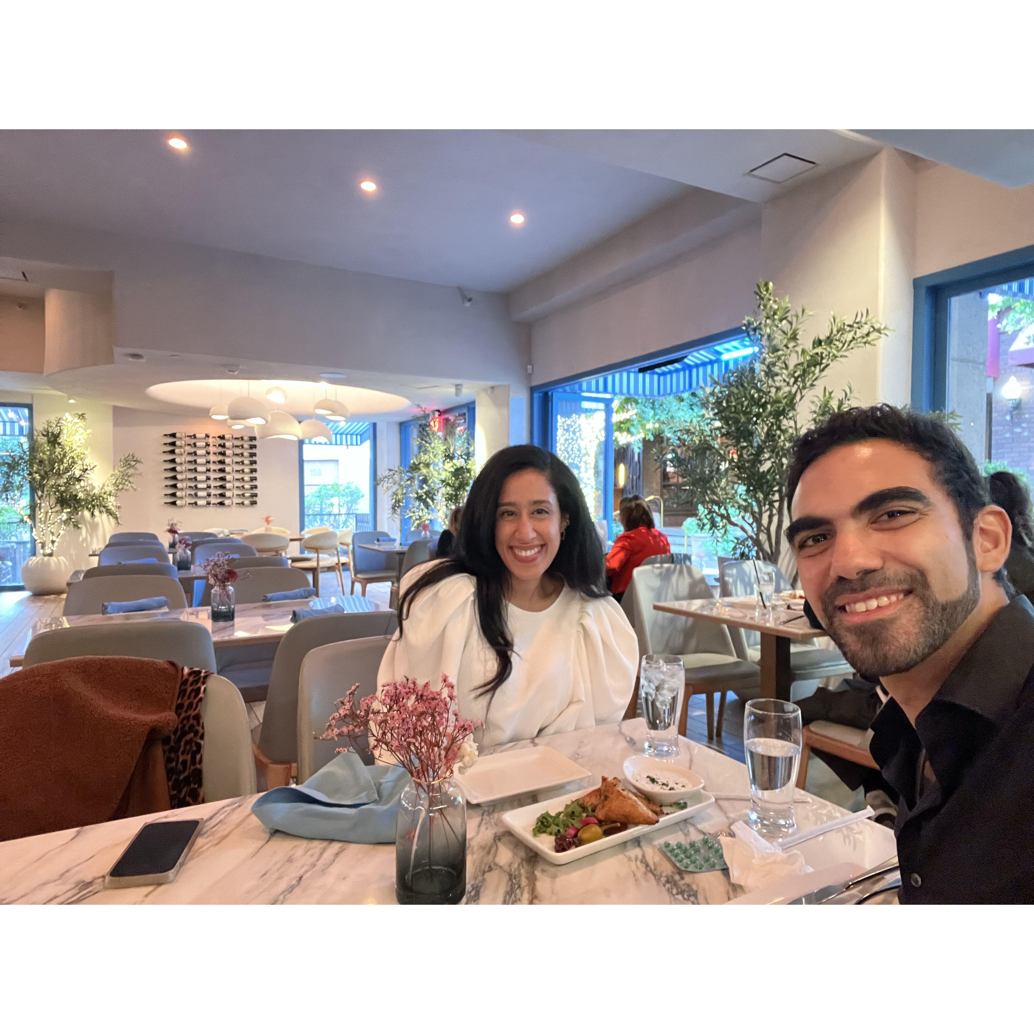 Maysara took Yusra out to dinner after giving her the engagement ring.