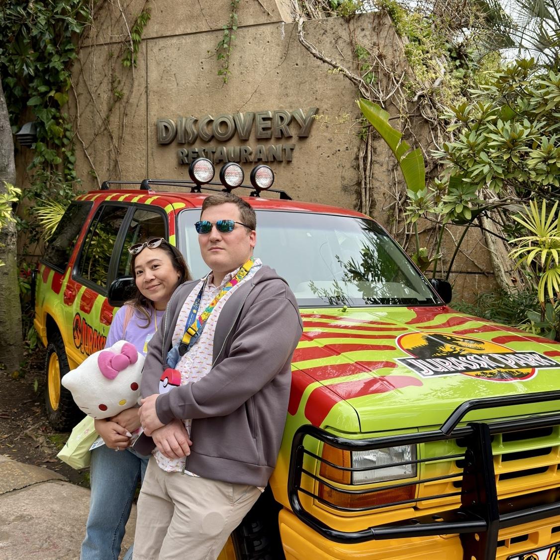 At Universal Studios Japan! Taken moments after Sam won her Hello Kitty at the coin toss.