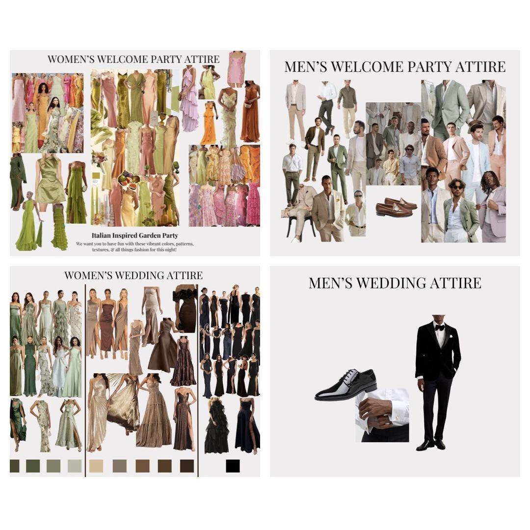 Overall Guest Attire Inspiration - If you have any questions please reach out! We would love to help you pick your outfits ♡  (850) 890-9760