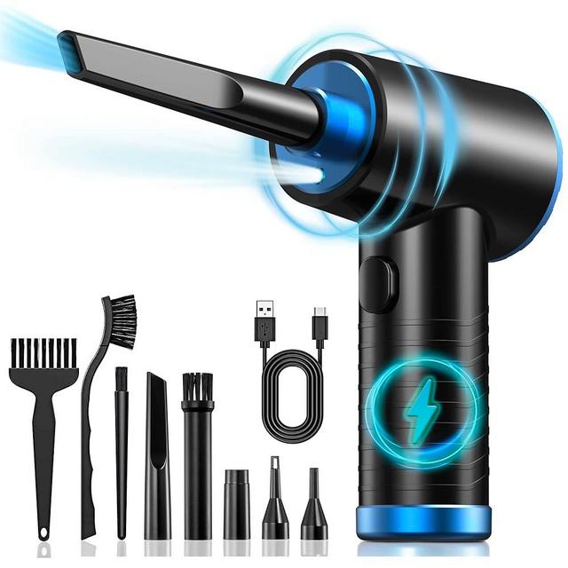 Keimi Cordless Compressed Air Duster - Rechargeable 7500mAh 91000RPM Compressed Air Blower with Led Light for Keyboard, PC, and Car Cleaning - Powerful Eco-Friendly Replacement for Canned Air Duster
