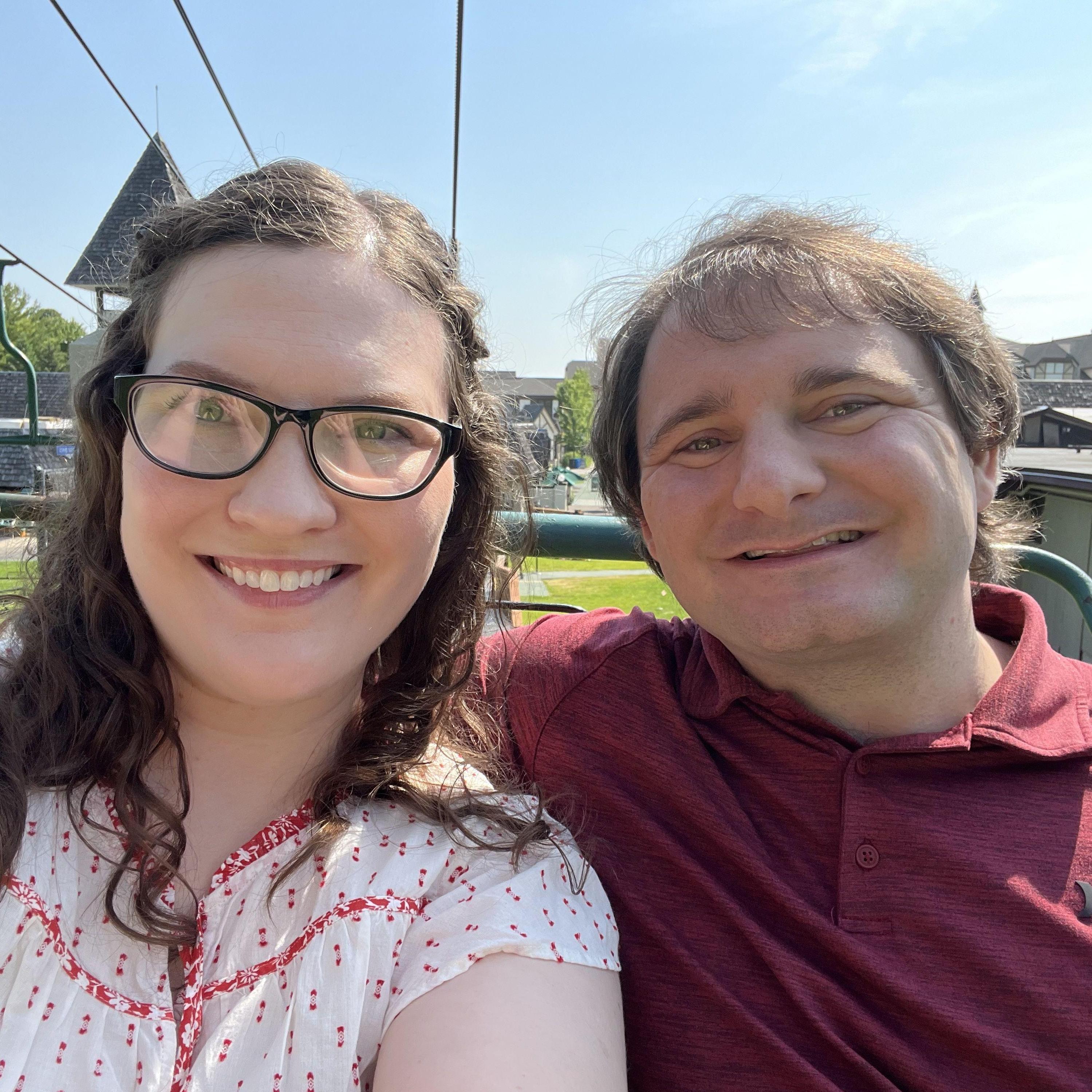Riding the chairlift to the top of Boyne Mountain in Boyne Falls, Michigan July 2023