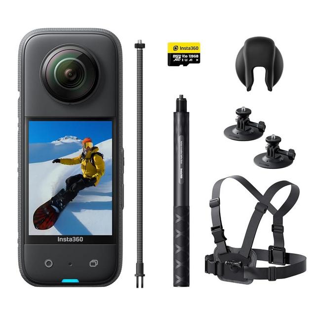 Insta360 X3 Snow Kit (New Version) - 360 Action Camera with 5.7K 360 Active HDR Video, 4K Single-Lens Camera, Waterproof, FlowState Stabilization, 2.29" Touchscreen, AI Editing, Wintersports