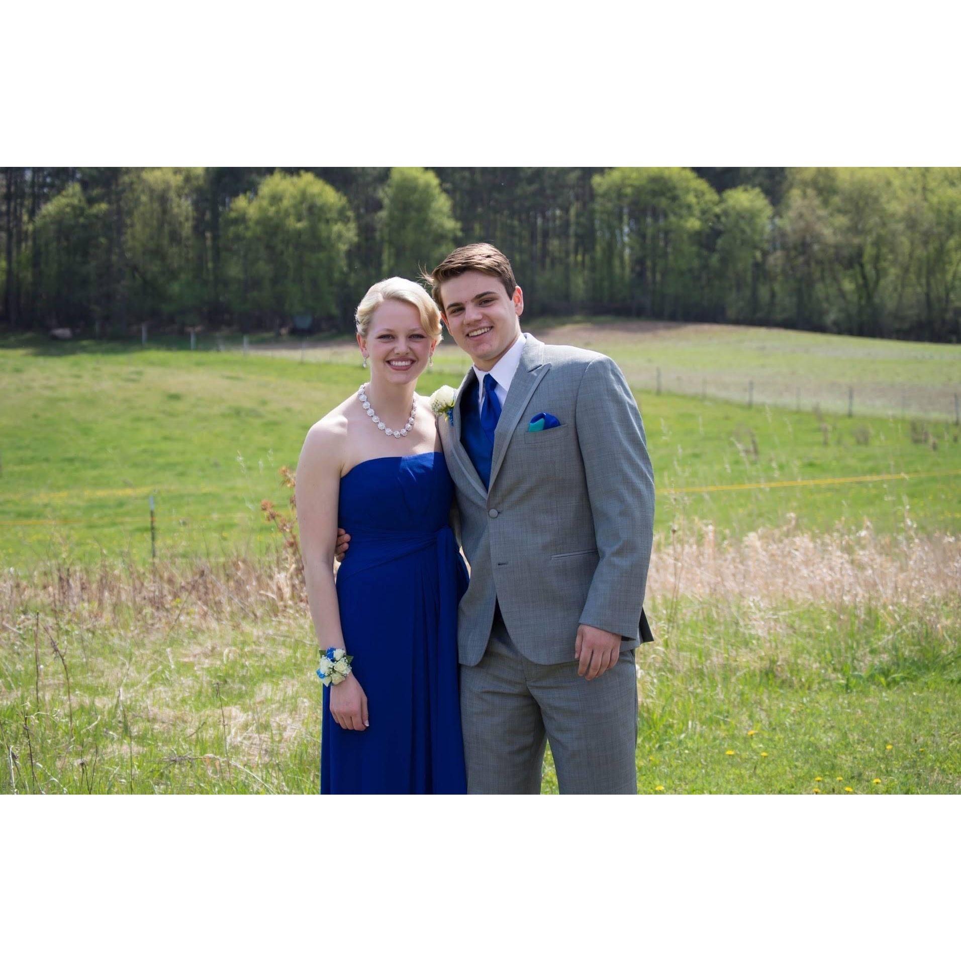 Rose and Kyle before Prom standing in the same spot that their wedding ceremony will take place