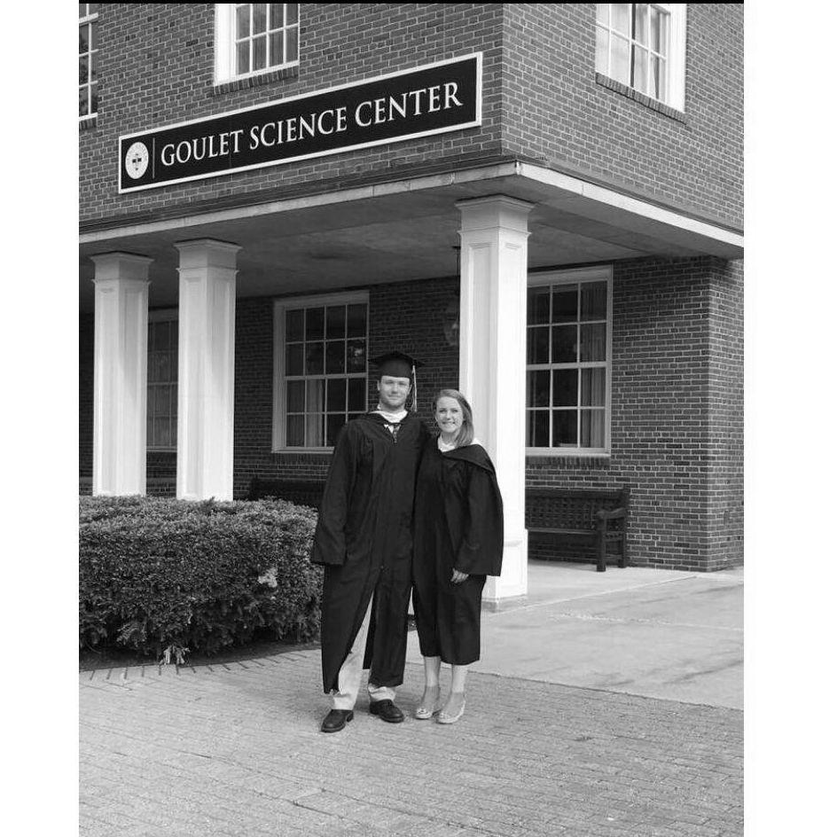 Graduation (in front of our favorite building on campus).
