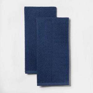 2pk Rib Terry Kitchen Towel Blue - Project 62™