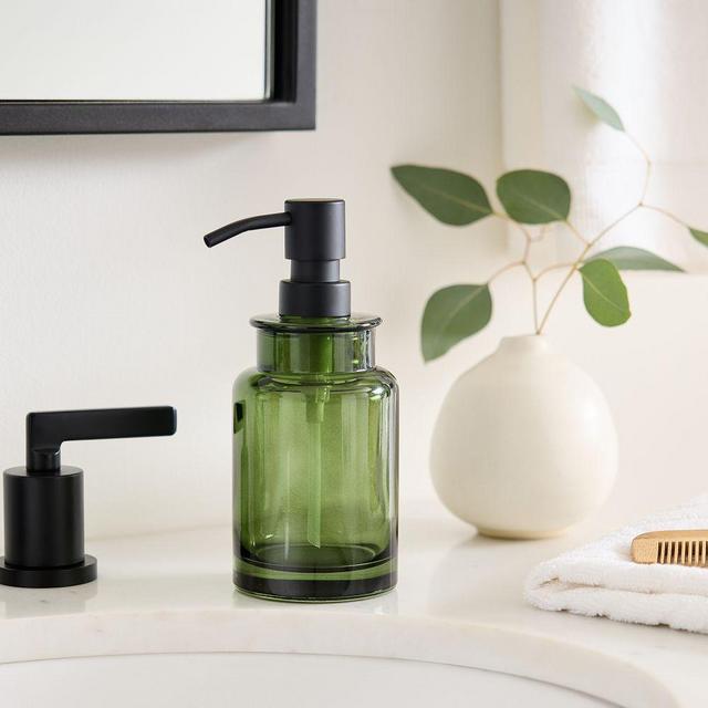 Apothecary Glass Bath Accessories, Soap Pump, Green